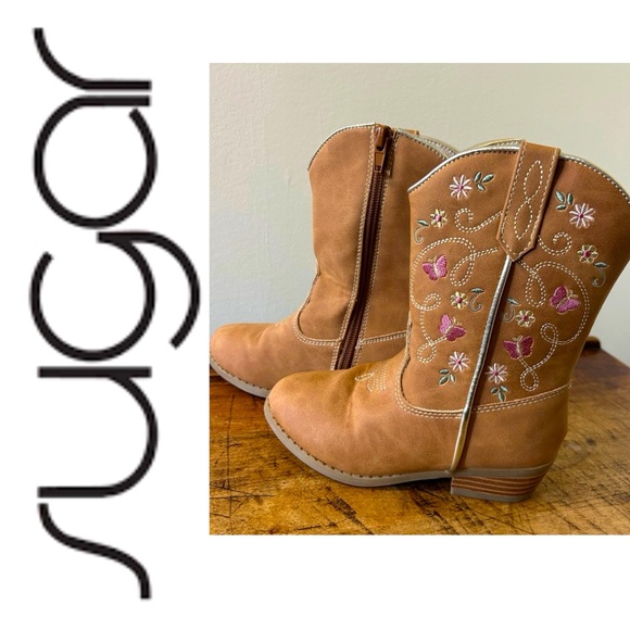 Sugar Other - Sugar girls 10 brown embroidered cowboy cowgirl boots, EUC